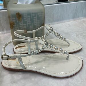 Sam Edelman Gigi Pearl Thong Sandal, White, Sz 8.5